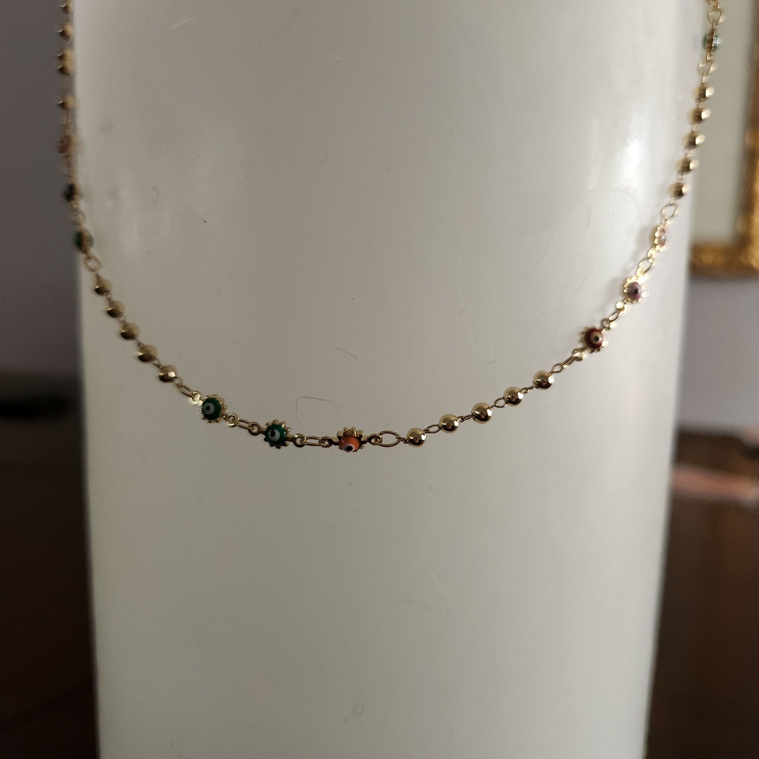 Elegant Gold Plated Evil Eye Enamel Beaded Necklace